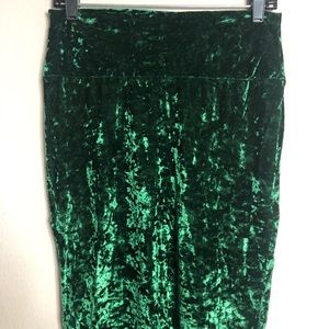 LuLaRoe Cassie Green velvet skirt